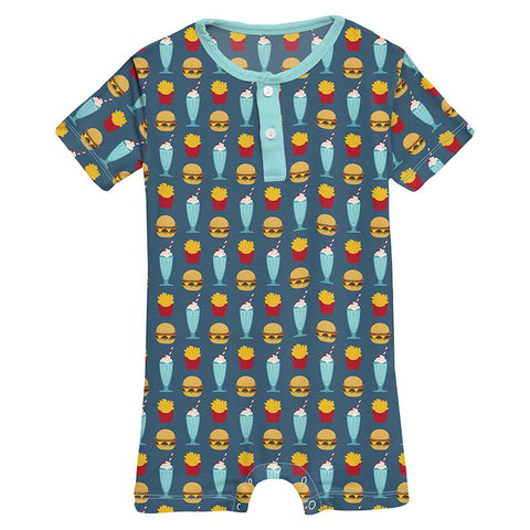 Kickee Pants Print Short Sleeve Henley Romper - Deep Sea Cheeseburger –  Casp Baby Mommy & Me Boutique