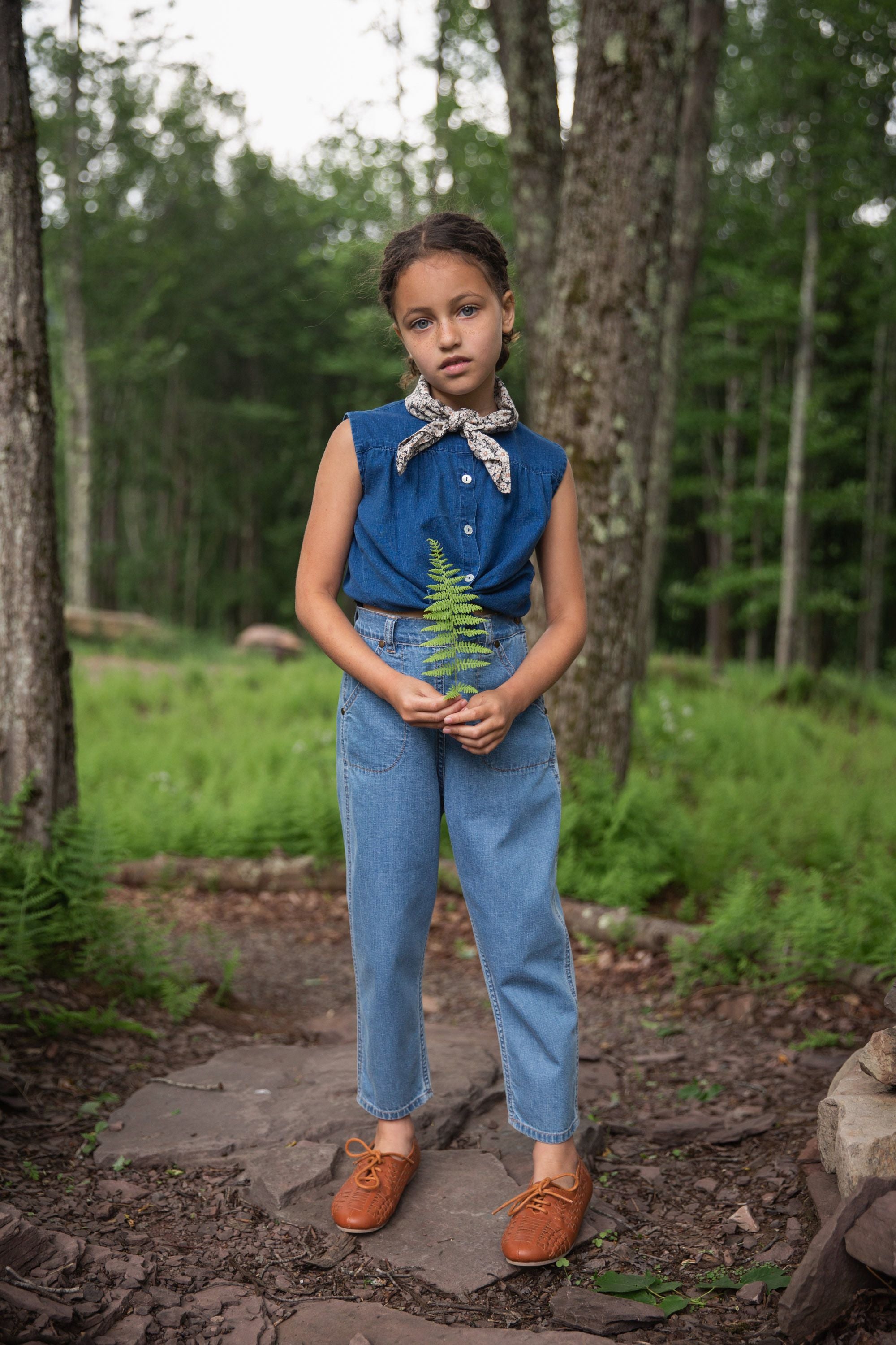 Soor Ploom Olive Skort Denim Light Wash-